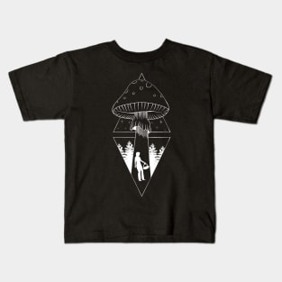 UFO mushroom kidnaps mushroom picker Kids T-Shirt